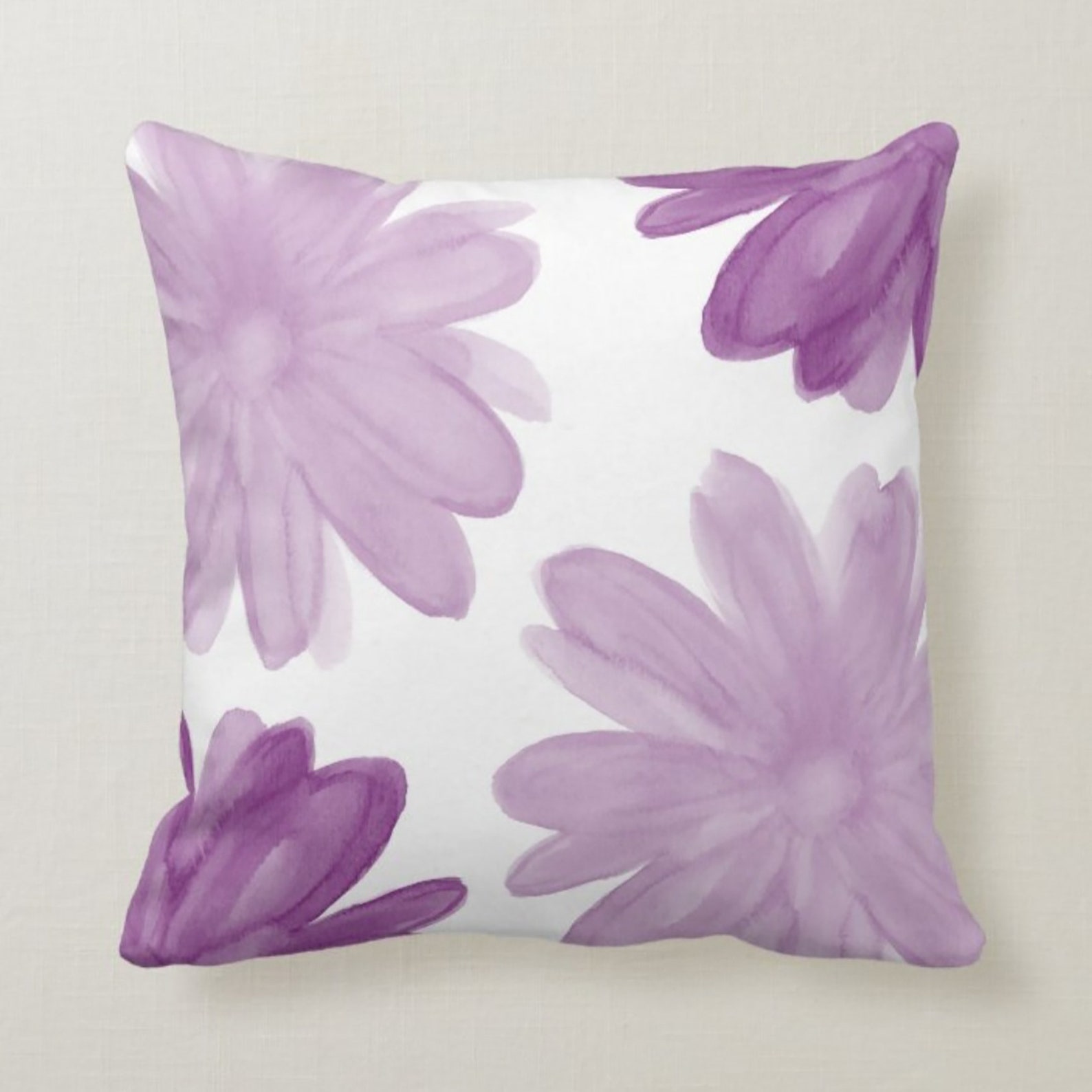 Purple Pillow Cover Floral Throw Pillow Summer Cushion Etsy