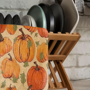 Pumpkin Kitchen Decor Towel, Orange Autumn Decor Tea Towels, Autumn Pumpkins Kitchen Towel, Pumpkin Harvest Hand Towel, Fall Dish Towel