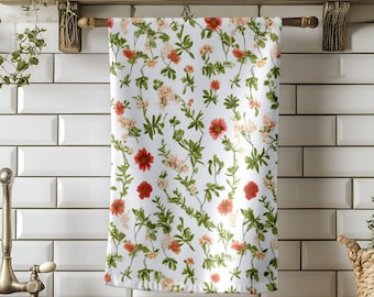 Floral Kitchen Towel, Wildflower Fingertip Towel, Cottagecore Dish Towel