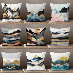 Landscape Abstract Pillow Covers, Mountains View Pillow Case, Sun Mountain Design Abstract Throw Pillow Cover, Landscape Decor Cushion Cover
