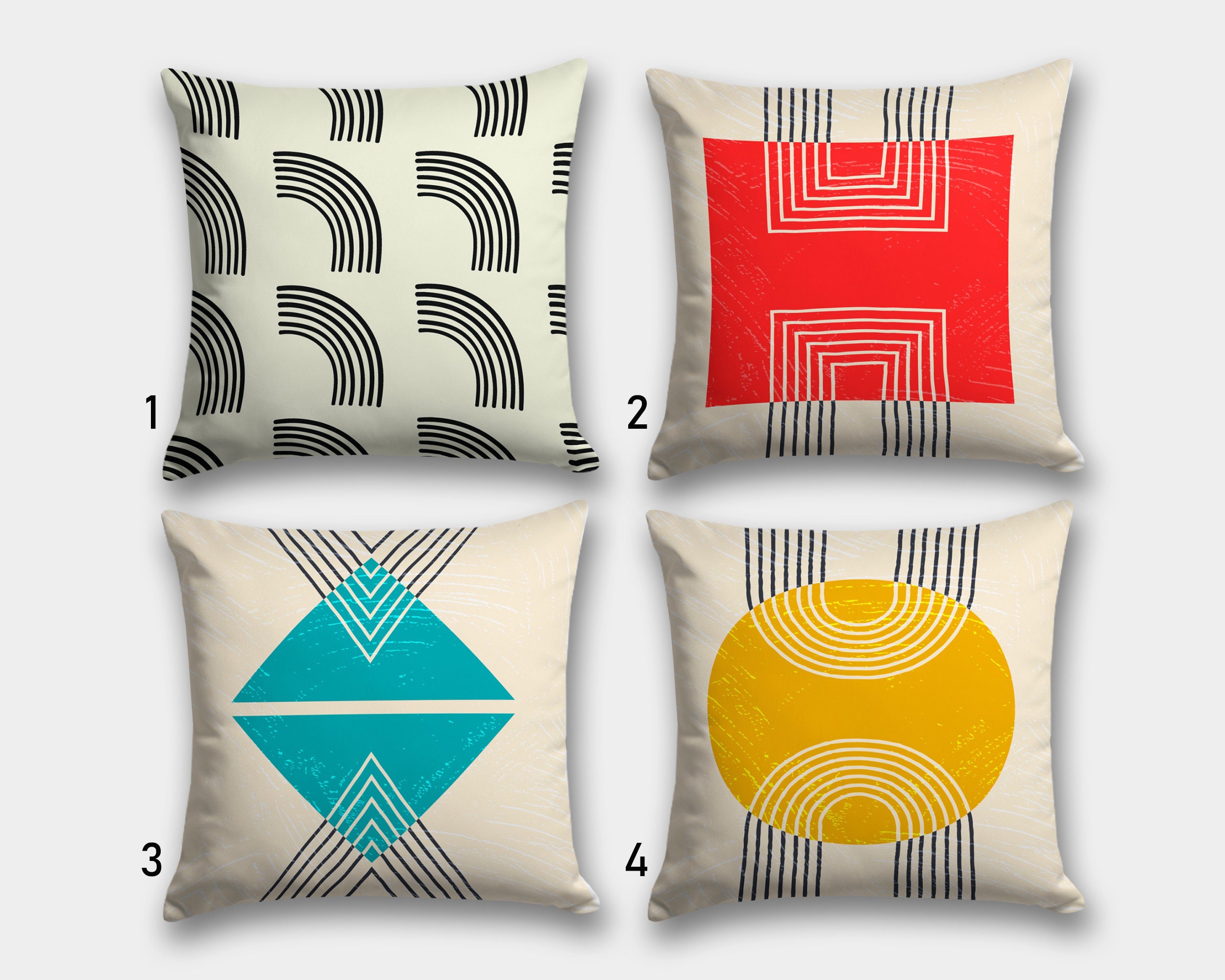 Mid Century Throw Pillow Cover, 18x18 Inch, Purple, Set of 6 Cushion Covers  Cases, Abstract Modern Geometric Decor – GoJeek