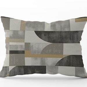 Modern Geometric Abstract Cushion Cover, Rectangle Grey Pillow Cover, Rectangle Abstract Throw Pillowcase, Modern Pillowcases