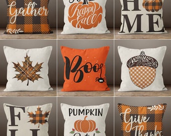 Herfst kussensloop, kussenslopen spider boo, pompoenpatch, herfstdecor, Halloween verzamelen, Halloweendecoratie, bedankt