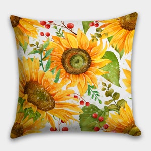 Sunflower Pillow Case, Sunflower Pillow Cover, Yellow Decorative Pillow, Floral Pillow, Housewarming Gift, Boho Summer Decor,Farmhouse Deco image 5