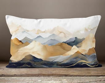 Landscape Pillow Covers, Abstract Mountain Farmhouse Pillow Covers, Woodland Landscape Pillow Cover, Landscape Abstract Lumbar Pillow Cases