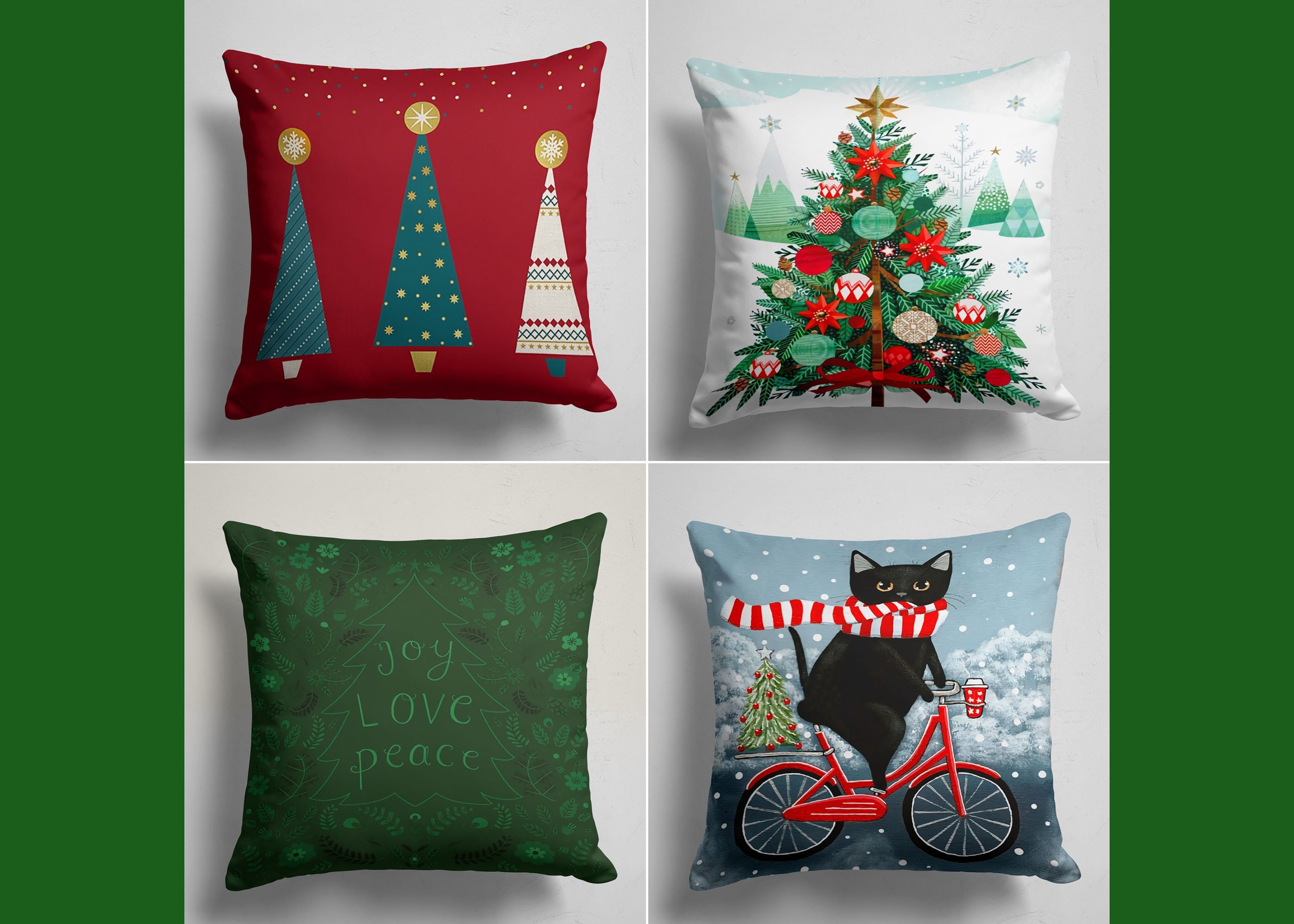 Guoxing Christmas Pillow Covers Throw Cases Flower Tree Home Sofa