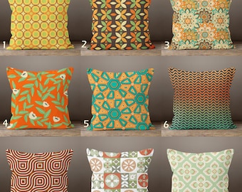 Retro Throw Pillow Covers, 70s Pillowcase, Mid Century Modern Pillow Cover