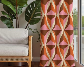 Mid-Century Modern Retro Curtains, 70s Geometric Drapes