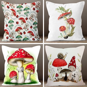 Fundas de almohada con forma de hongo, fundas de almohada decorativas, almohada con forma de hongo rojo, fundas de almohada lumbar, ropa de cama, decoración del hogar, almohada de inauguración de la casa de estilo rústico