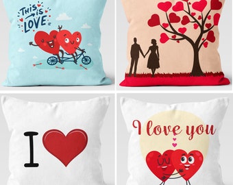 Red heart throw pillow covers, Valentine's day pillow cases, Love pillow cover, Love Collection Throw Pillow Covers, Valentines Day Gift
