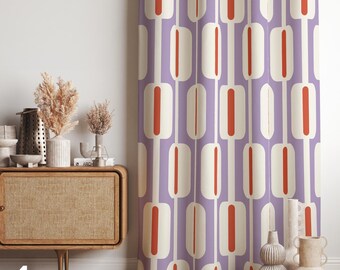 ミッドセンチュリーモダンカーテン、ファンキーレトロカーテンパネル