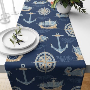 Marine Tischläufer, Anker Tischläufer, Tischläufer im maritimen Stil, Maritime Tischläufer, Sailor Tischläufer