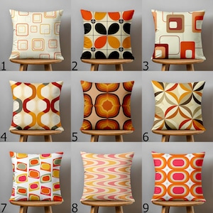 Geometriskt örngott från mitten av århundradet, färgglatt retro kuddfodral