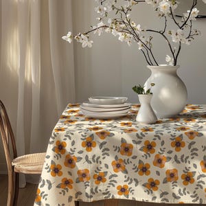 Spring Floral Tablecloth, Wildflowers Printed Tablecloth, Flowers Table Covers, Farmhouse Floral Tablecloth, Floral Rectangle Tablecloth