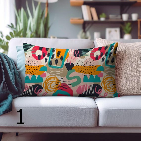 Abstrakte Kunst Dekokissen, Florale abstrakte Kissenbezüge, Moderne Eclectic Kissenbezug, Bunte Geometrische Formen Kissenbezug