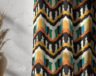Modern Chevron Drapes, Bohemian Abstract Curtain