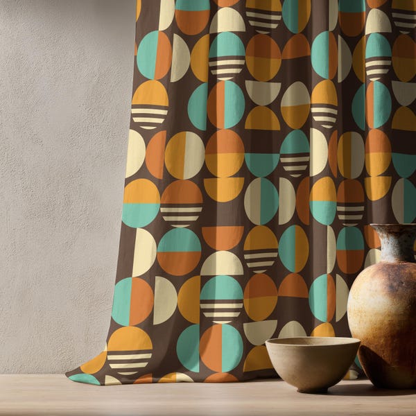 Mid-Century Modern Curtains, 70s Window Drapes, Retro 70s Curtain Panel, Retro Vintage Living Room Curtains, Retro Bauhaus Curtains