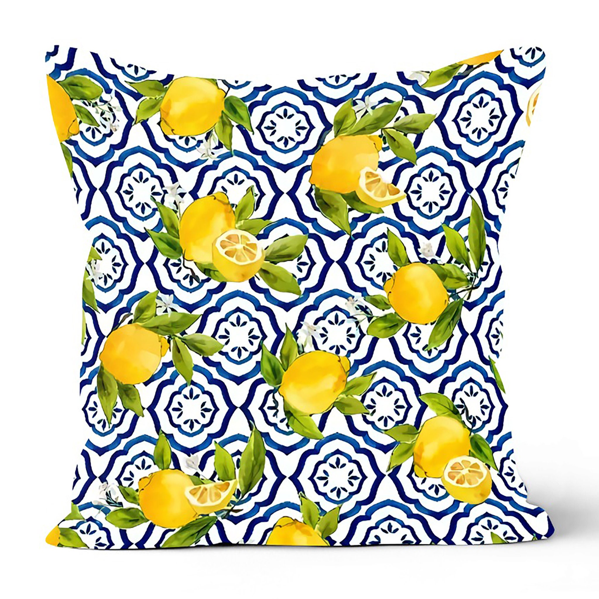 Floral Lemon Pillow Cover Lemon Cushion Case Decorative Etsy