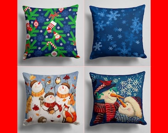 Snowman Pillow Cover, Christmas Pillow Cover, Decorative Winter Pillow Cover, Xmas Home Decor, Merry Chirstmas