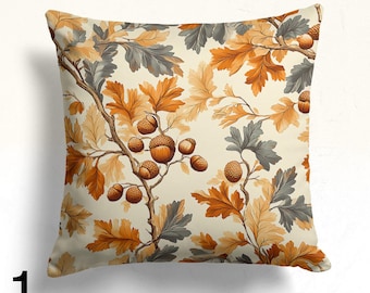 Fall Acorns Pillow Cover, Fall Foliage Acorn Decor Pillowcase, Acorn Printed Cushion Cover, Autumn Decor Oak Leaves Pillowcase