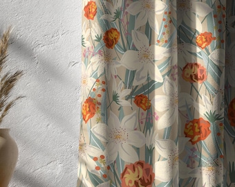 Rideaux à fleurs vintage modernes, rideaux à imprimé floral, panneau de rideau de ferme fleuri, rideau de fenêtre à fleurs, panneaux de rideaux à fleurs