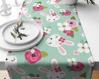 Cute Rabbit Table Runner, Easter Table Runner, Easter Kitchen Table Decor, Easter Table Decor Runner,  Easter Runner, Easter Rabbit Runner