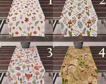 Fall Table Runners, Autumn Leaves Table Runner, Fall Mushroom Print Table Runner, Fall Animals Table Runner, Thanksgiving Table Runner