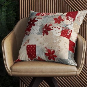 Christmas Pillow Covers, Christmas Flowers Cushion Cover, Holly Winter House Pillowcase, Xmas Berry Throw Pillow Cover