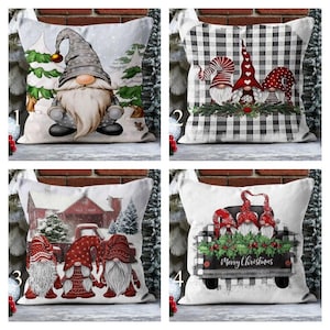 Fundas de almohada con lindos gnomos navideños, funda de almohada con gnomo de Feliz Navidad, funda de almohada navideña, funda de cojín con divertido gnomo navideño, decoración navideña para el hogar