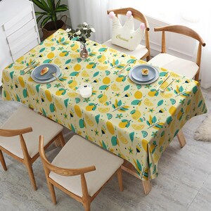 Lemon Printed Tablecloth, Yellow Summer Lemon Table Decor image 3