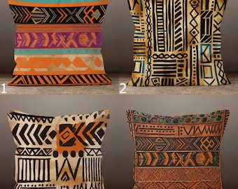 Ethnic Design Throw Pillow Cover, Decorative African Pillowcase, Traditional Pattern Cushion Case