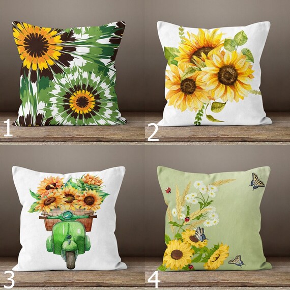 Fjfz Sweet Summer Sunflower Bloom Decorative Throw Pillow Cover Set Of 4 - 18x18 Inch, Yellow Floral Porch & Indoor Home Decor - View #10