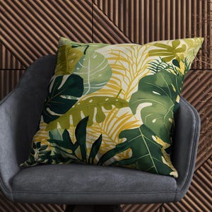 Exotic Plants Throw Pillow Covers, Green Botanical Leaf Pillow Covers, Tropical Plants Pillowcase, Green Tropical Palm Tree Pillowcase