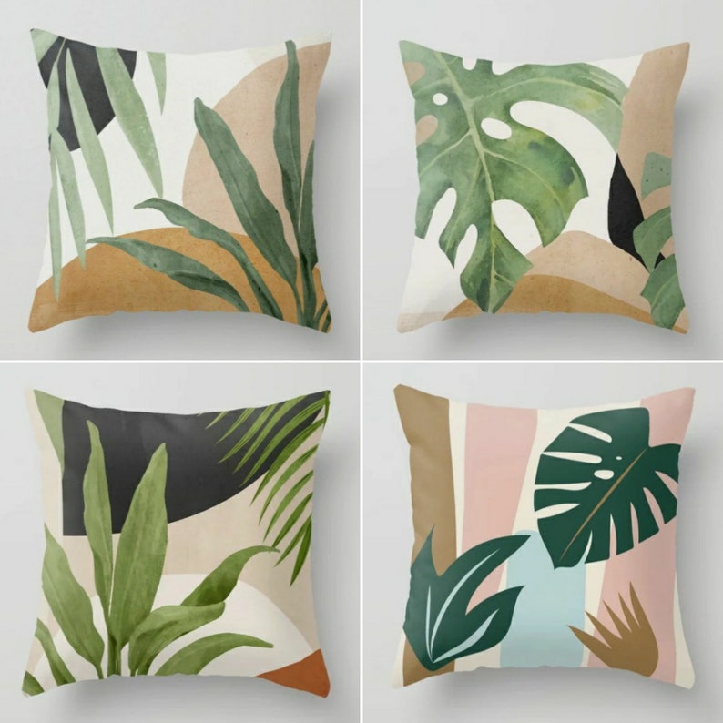 Floral Cover, Tropical Leaf Pattern Pillows, Bedding Pillow Cover, Couch Cushion Cover, ColorfulPrint Home Decor, Ideas Housewarming Gift image 1