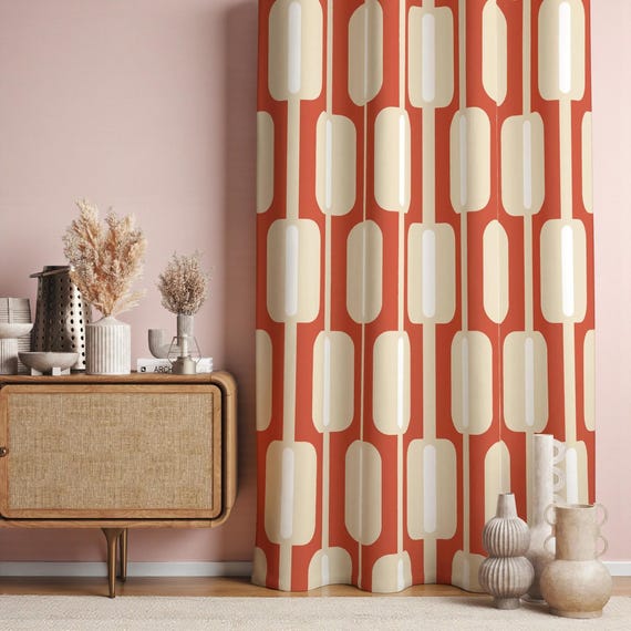 レトロカーテン、ミッドセンチュリーモダンカーテン、レトロ