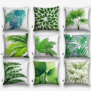 Botanical Green Leaves Pillow Covers, Exotic Plants Pillow Cover, Botanical Pillowcase, Tropical Abstract Pillowcase, Tropical Leaf Pillow