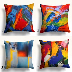 Abstract Art Pillow Covers, Modern Decorative Throw Pillow Covers, Vibrant Colorful Abstract Pillow Cases, Multi Color Cushion Cover