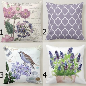 Lavender Pillow Covers, Purple Floral Pillow Covers, Floral Throw Pillow Covers, Summer Flowers Cushion Covers, Lavender Pillowcase