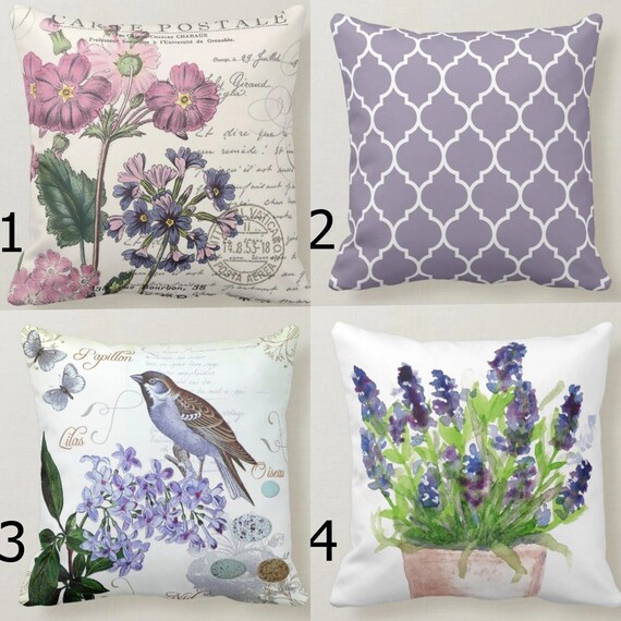 King Size Lavender Floral Pillow Cases Set Of 2 - Microfiber Pillowcovers With Envelope Closure