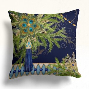 Christmas Peacock Pillow Cover, Peacock Pillowcase, Xmas Pillow Cover, Decorative Pillow Cover, Xmas Peacock Home Decor, New Year Gift