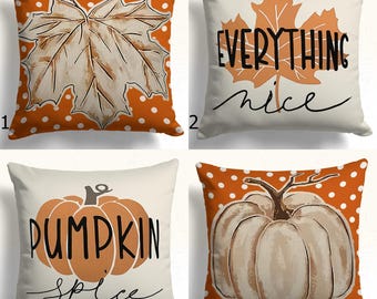 Herfstoranje woondecoratie, Happy Fall kussensloop, Pumpkin Spice sierkussenhoes, kussenslopen herfstbladeren, Everything Nice kussenhoezen