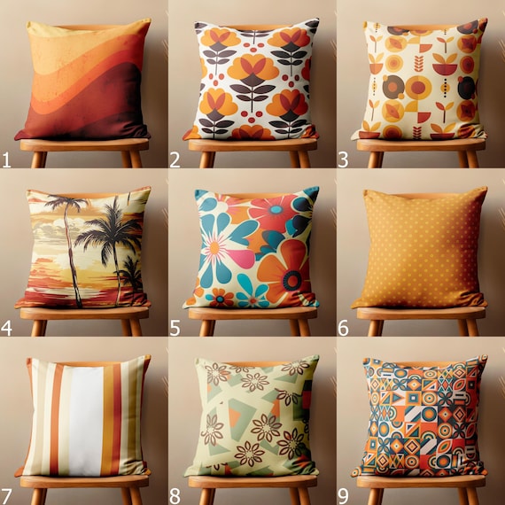 Retro Throw Pillow Covers, Mid Century Modern Cushion Covers, MCM Pillow  Covers, 70s Retro Tones Cushion Covers, Retro Vintage Pillowcases