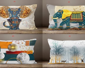 Elephant Pillow Cover, Decorative Throw Bedding Pillow Cover