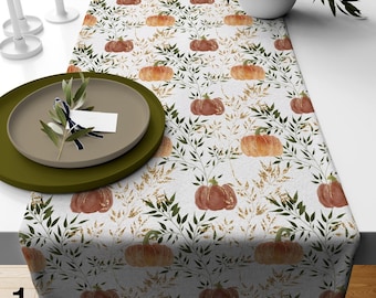Autumn Harvest Table Runner, Thanksgiving Table Runners, Autumn Pumpkins Design Runner, Fall Decor Runner, Rustic Naturels Table Decor