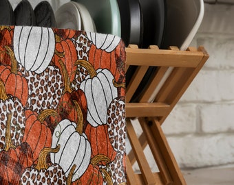 Herbst-Küchentücher Set – Dankesdeko Mit Kürbis & Maus, Saugfähig & Dekorativ