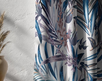 Abstract Tropical Window Panel, Botanical Print Curtains, Tropic Floral Drapes