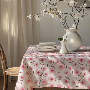 Floral Rectangle Tablecloth, Floral Tablecloth, Floral Printed Tablecloth, Botanical Flowers Table Covers, Exotic Floral Tablecloth
