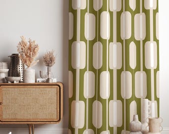 Mid Century Modern Geometric Curtains, Funky Retro Curtain Panels, 70s Boho Retro Curtain, Mid Century Style Drapes, Retro Art Deco Curtains