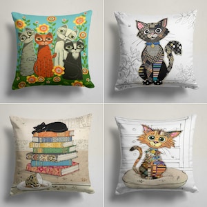 Bonitas fundas de almohada con diseño de gato, funda de cojín con estampado de gato, almohada decorativa con diseño de animales para inauguración de la casa, ropa de cama decorativa para el hogar, funda de almohada para exteriores