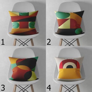 Retro Geometric Throw Pillow Cover, Abstract Geometric Pillow Cover, Mid Century Modern Bauhaus Cushion Cover,  Retro Bauhaus Pillowcase